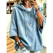 Renée Hollander | Loose-Fit Denim Hoodie Top For Women