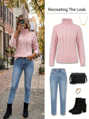 Éloise Vandermeer | Cozy Cable-Knit Turtleneck Sweater For Women