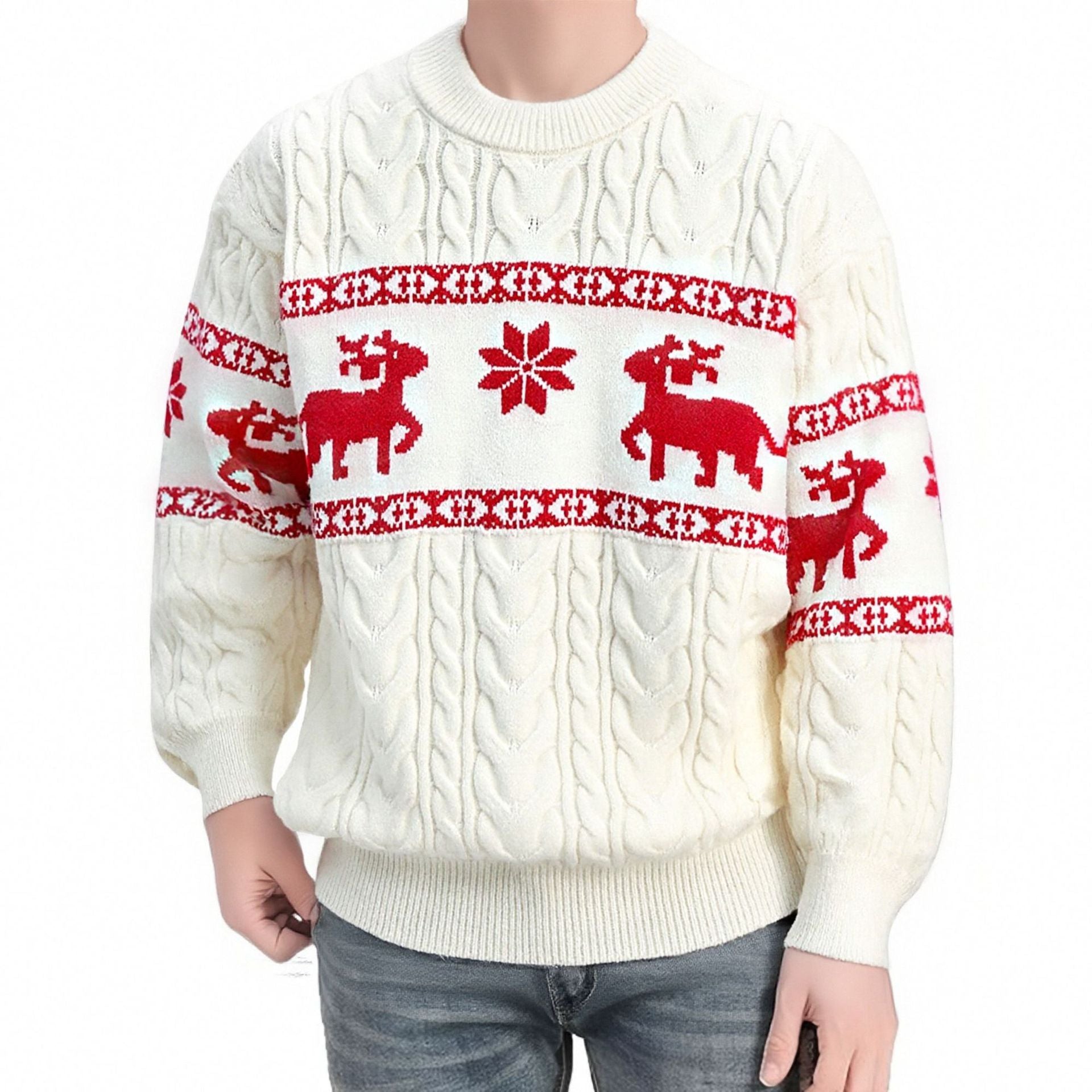 Nutcracker | Red Reindeer Fair Isle Christmas Sweater For Men