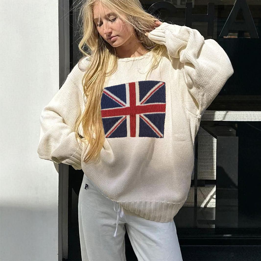Piper Wentworth | Union Jack Oversized Knit Sweater For Women