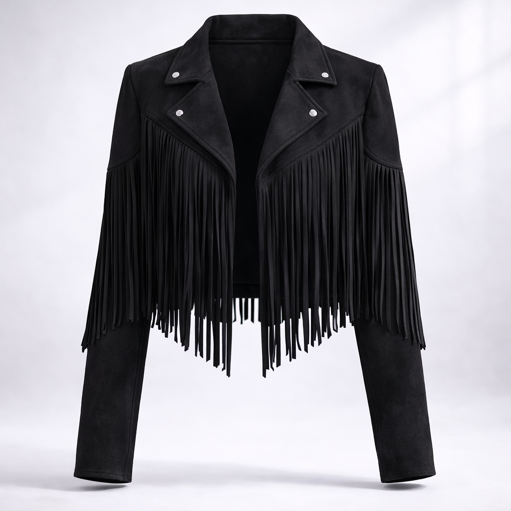 Ellis Eldham | Fringe Faux Suede Cropped Jacket For Women