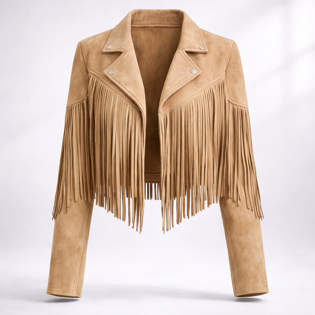 Ellis Eldham | Fringe Faux Suede Cropped Jacket For Women