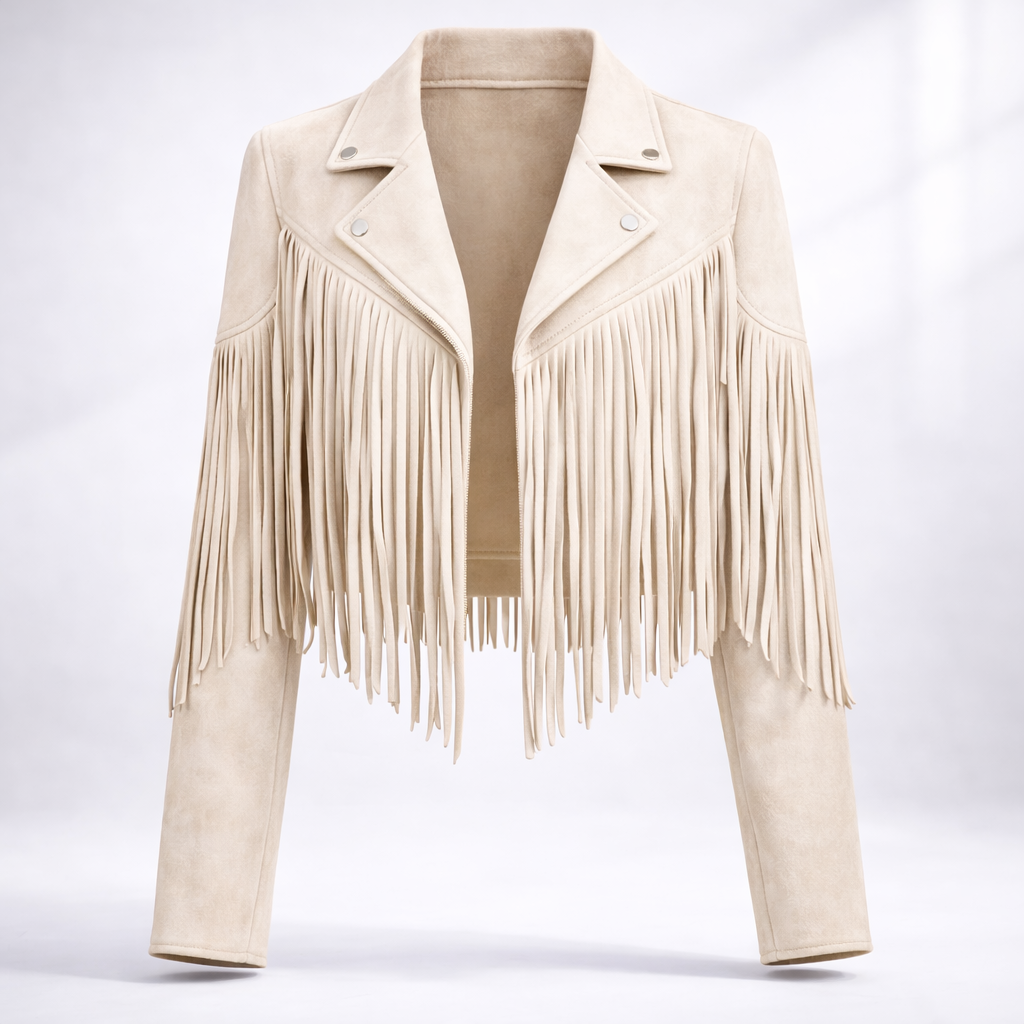 Ellis Eldham | Fringe Faux Suede Cropped Jacket For Women