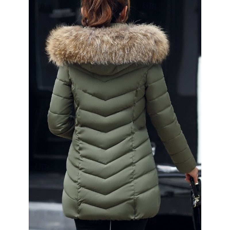 Isadora Whitcombe | Quilted Parka With Faux Fur Hood For Women