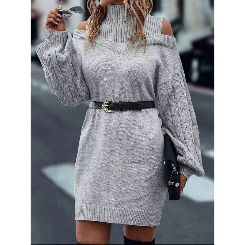 Josette Villard | Cold-Shoulder Turtleneck Sweater Dress For Women