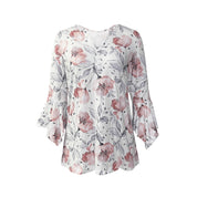 Charlotte Verlaine | Floral Print V-Neck Blouse For Women