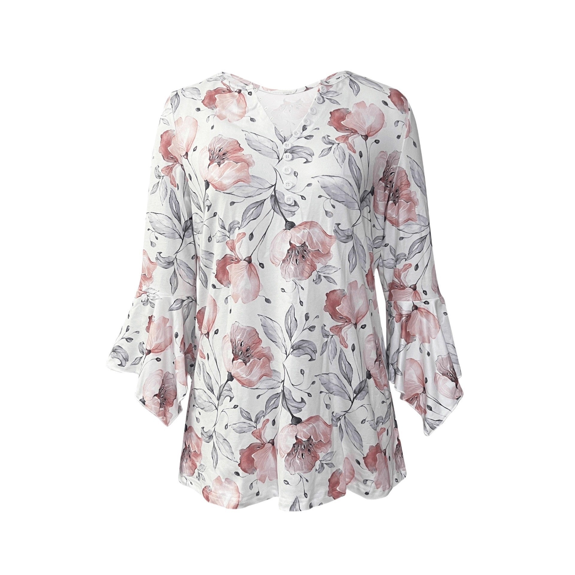 Charlotte Verlaine | Floral Print V-Neck Blouse For Women