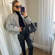 Noelle Fontclair | Stand Collar Wool-Blend Bomber Jacket For Women