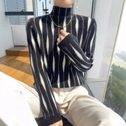 Juliette Fontenay | Striped Half Turtleneck Sweater For Women