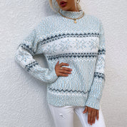 Elara Snowfield | Nordic Snowflake Knit Sweater For Women