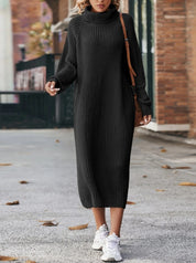 Isabelle Moreau | Turtleneck Knit Sweater Maxi Dress For Women