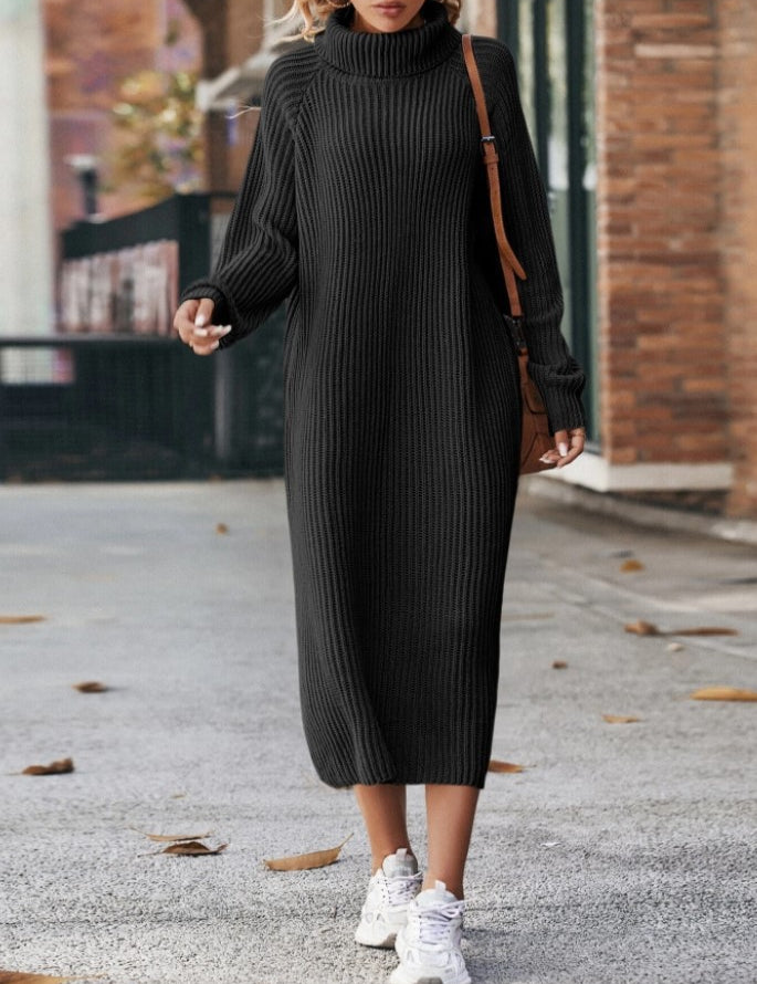 Isabelle Moreau | Turtleneck Knit Sweater Maxi Dress For Women