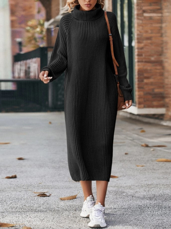Isabelle Moreau | Turtleneck Knit Sweater Maxi Dress For Women