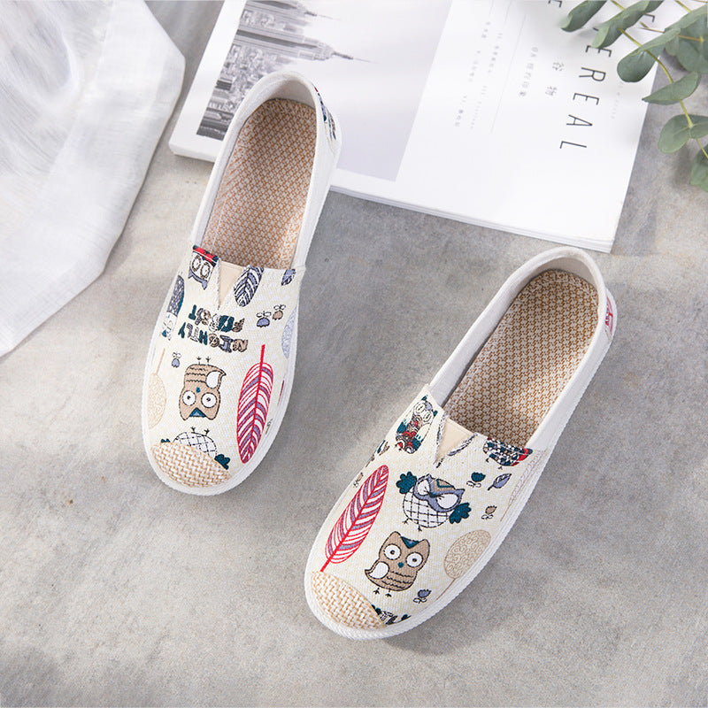 Genevieve Laurent | Aztec Print Canvas Espadrille Flats For Women