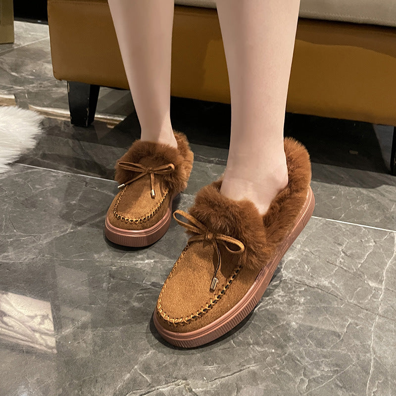 Chiara Bellucci | Fluffy Fur-Trim Moccasin Slippers For Women