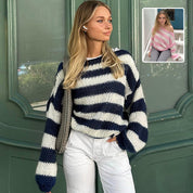 Noelle Winthorpe | Striped Loose Knit Pullover Sweater For Women