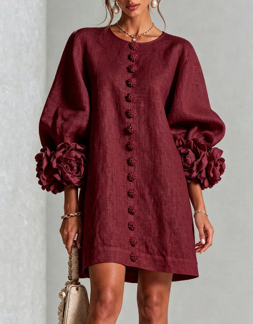 Blakely Fenwell | Ruffle Sleeve Button Mini Dress For Women
