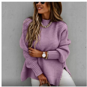 Marina Delcourt | Oversized Side-Slit Knit Sweater For Women