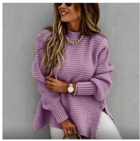 Marina Delcourt | Oversized Side-Slit Knit Sweater For Women