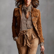Lucienne Bardot | Suede Work Jacket With Button Details For Women