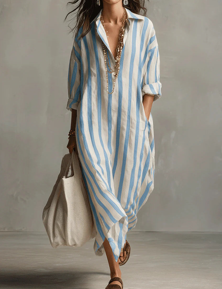 Thérèse Delannoy | Striped Shirt Maxi Dress For Women