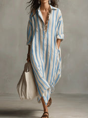 Thérèse Delannoy | Striped Shirt Maxi Dress For Women