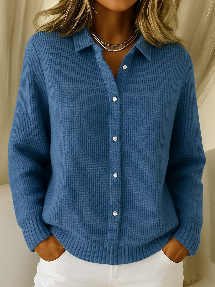 Nadège Villarcourt | Blue Button-Up Knit Cardigan