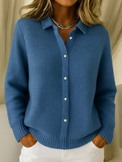 Nadège Villarcourt | Blue Button-Up Knit Cardigan