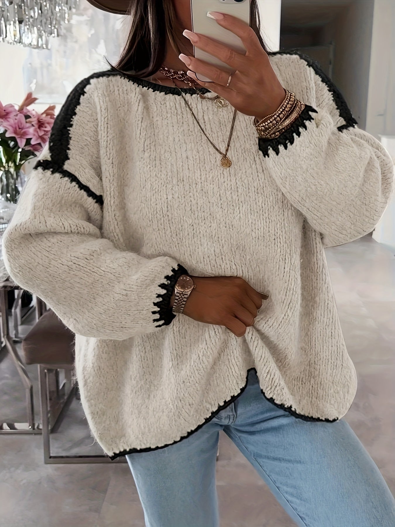 Colette Ravenna | Chunky Knit Sweater With Boat Neckline