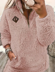 Vanessa Colbert | Plush Half-Zip Sherpa Pullover Sweater For Women
