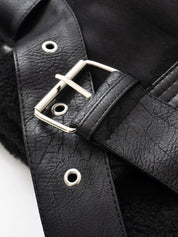 Noelle Dumont | Shearling Belted Leather Jacket For Women
