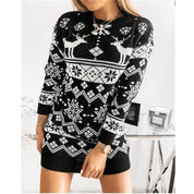 Delphine Chastain | Christmas Reindeer Knit Sweater Mini Dress For Women