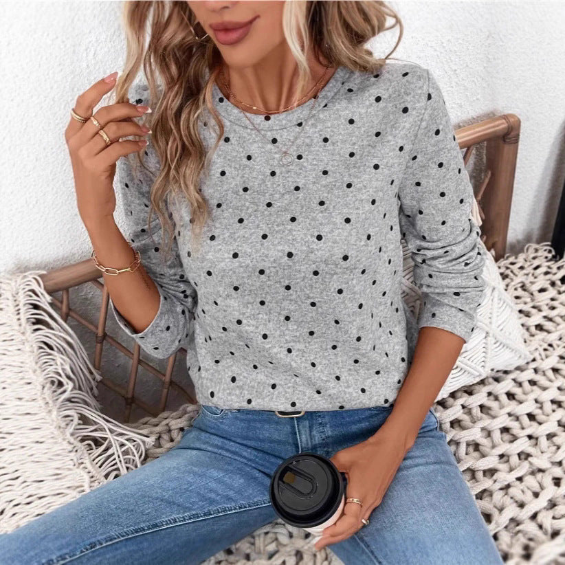 Alessandra Conti | Polka Dot Long-Sleeve Top For Women