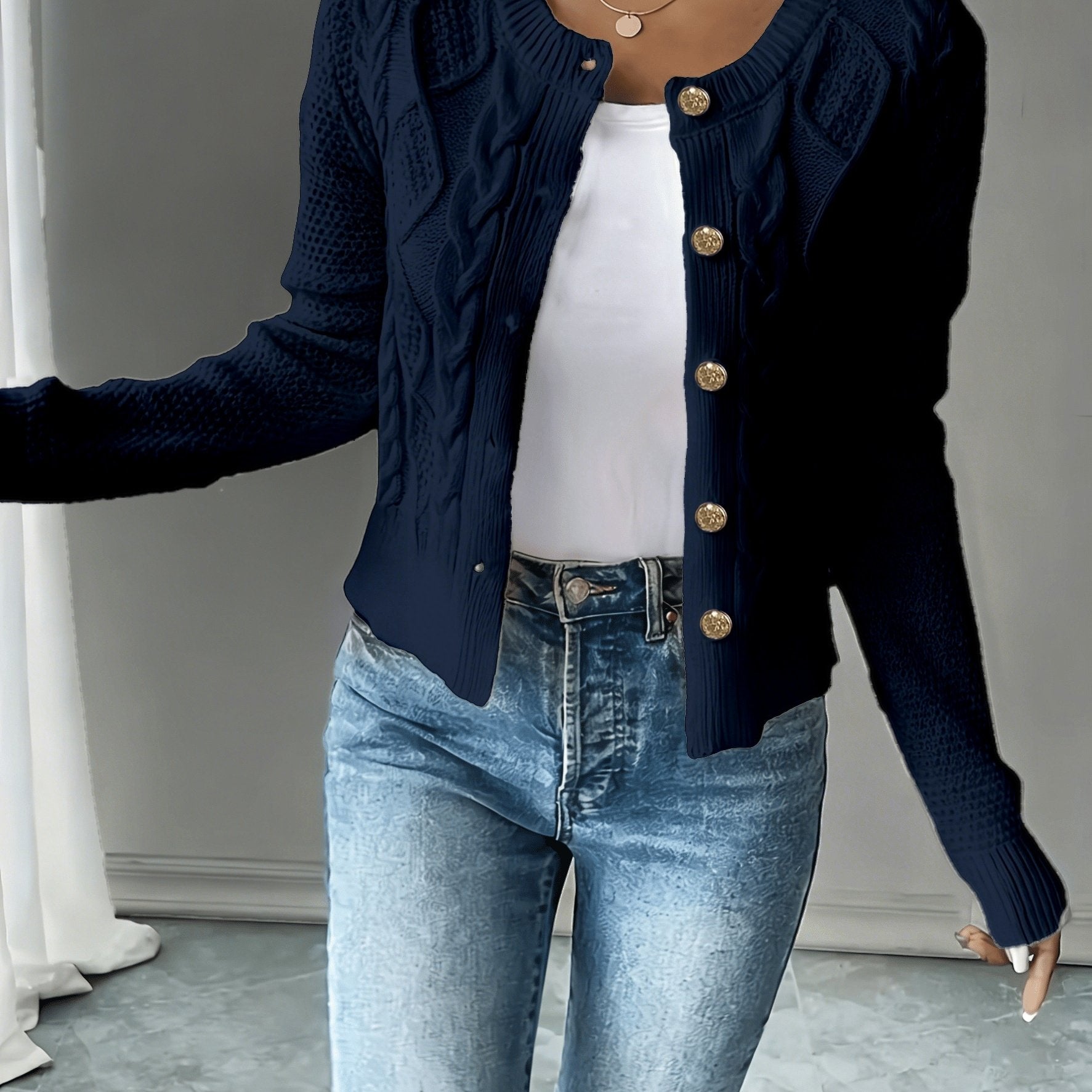 Vittoria Rossignol | Cable-Knit Button-Front Cardigan For Women