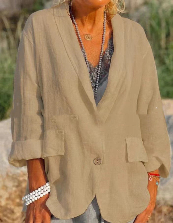 Simone Fitzgerald | Cotton Linen Oversized Blazer Jacket For Women