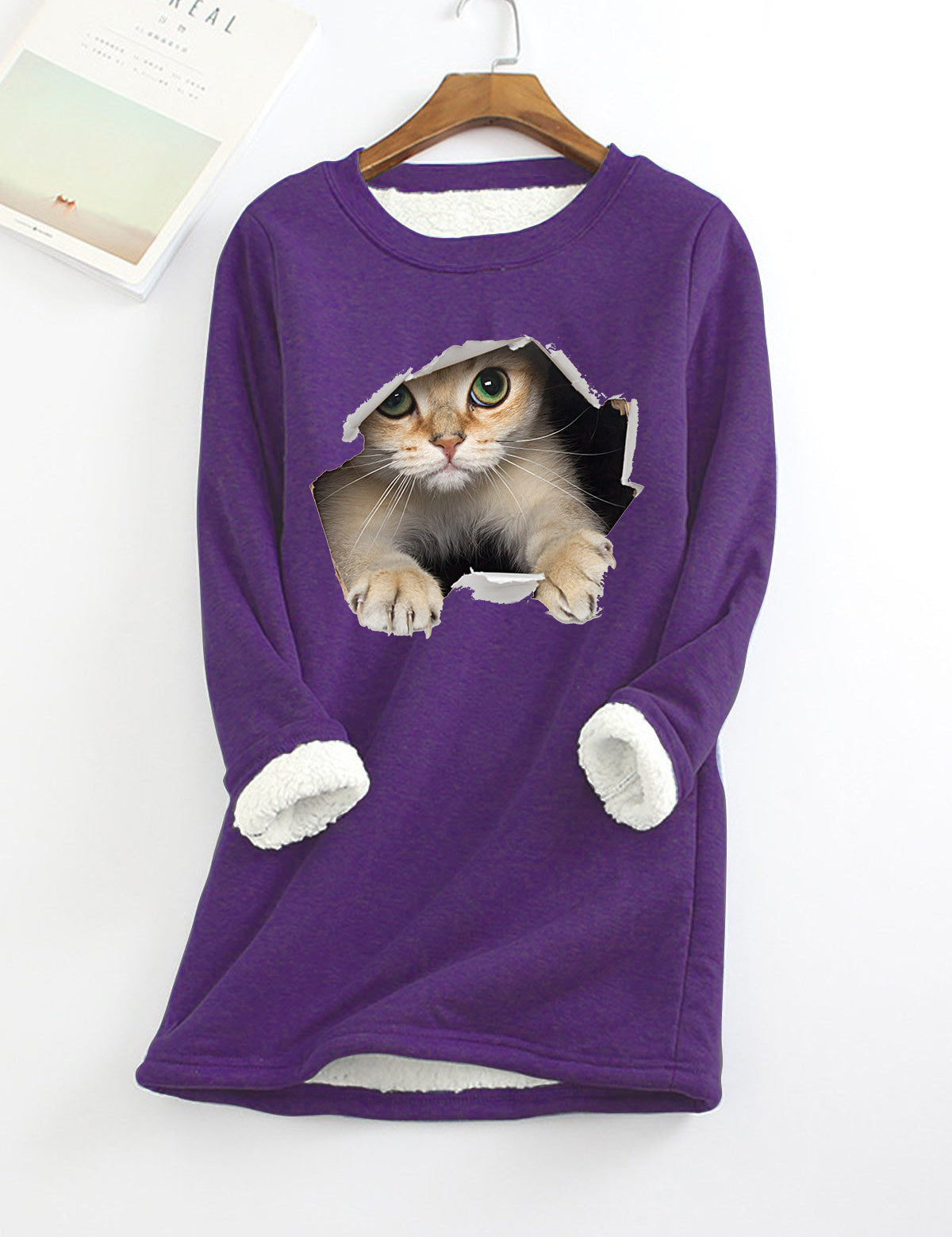 Lucille Armand | Cat Print Fleece-Lined Sweatshirt For Women