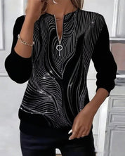 Charlotte Dubois | Abstract Print Half-Zip Top For Women
