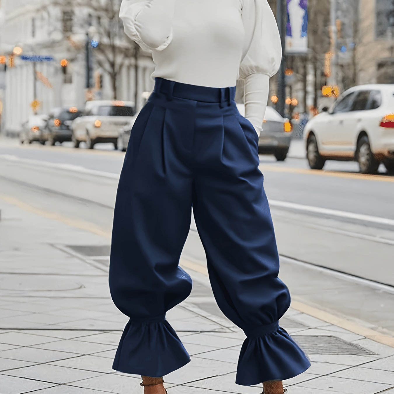 Odile Fenwick | Ruffled-Hem Wide-Leg Trousers For Women