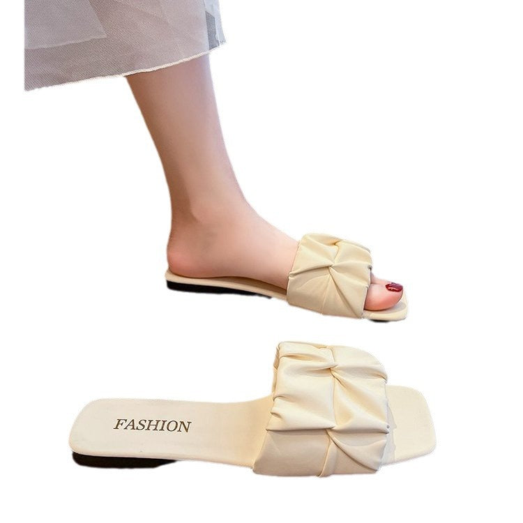 Rosalind Ferrara | Square Toe Flat Slide Sandals For Women