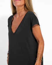 Margeline Vossclair | Coral V-Neck Side Slit Maxi Dress