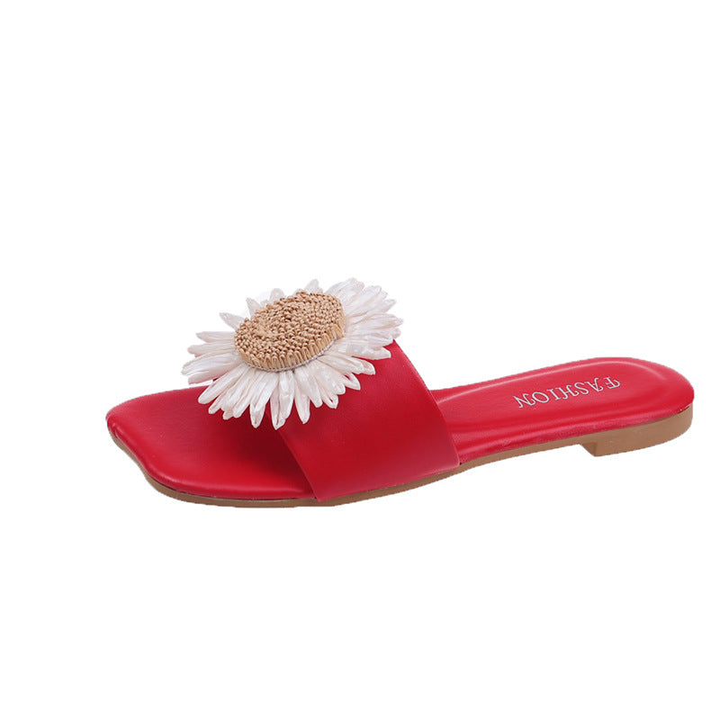 Adriana Bellucci | Daisy Flower Flat Slide Sandals For Women