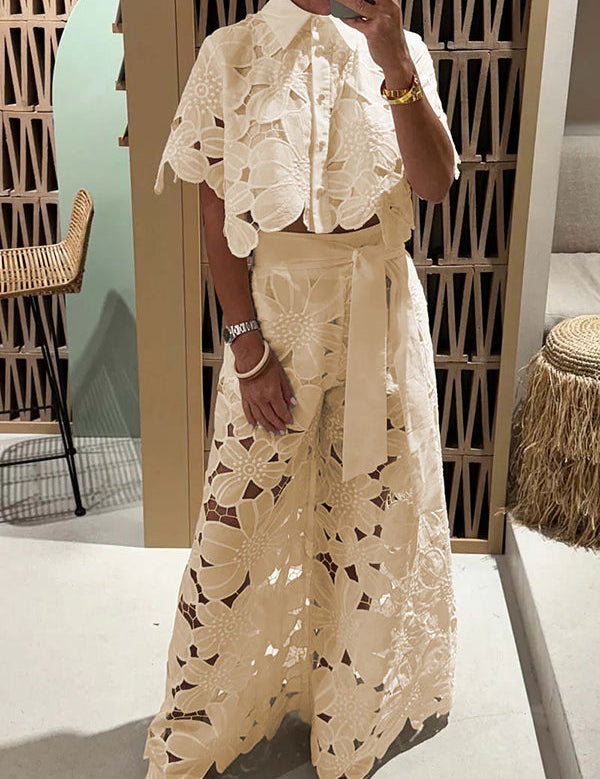 Isabella Laurent | Lace Two-Piece Maxi Set For Women