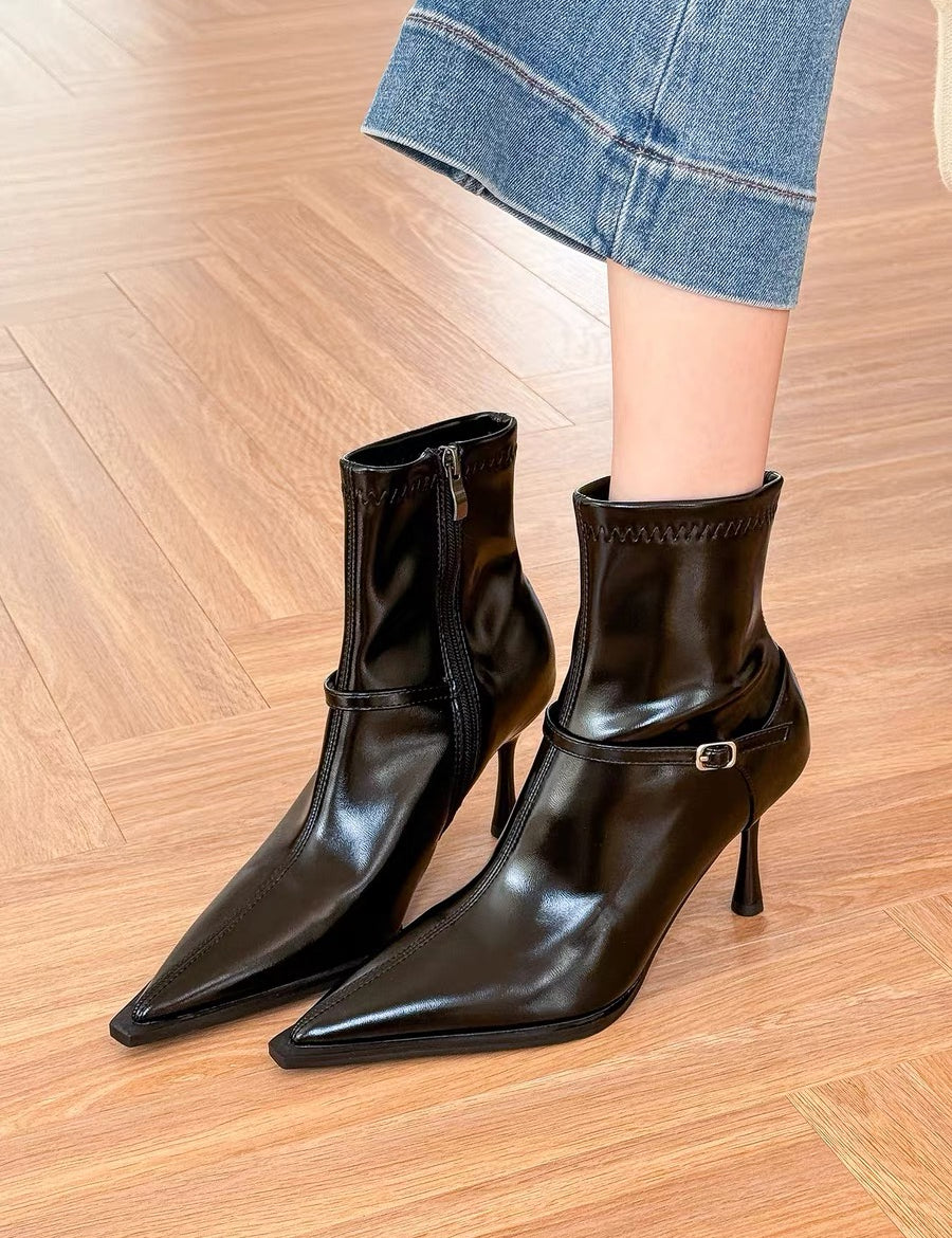 Talia Voss | Buckle Stiletto Ankle Boots For Women