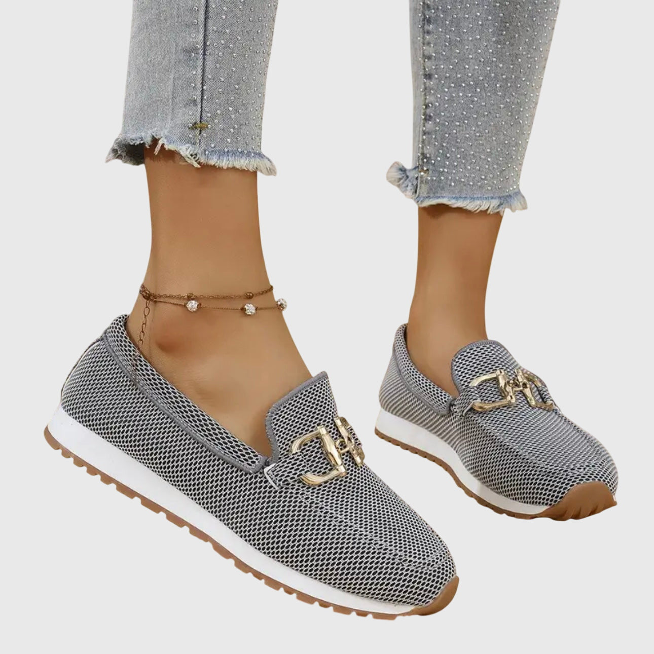 Beatrice Holloway | Blue Mesh Platform Loafers with Gold Horsebit