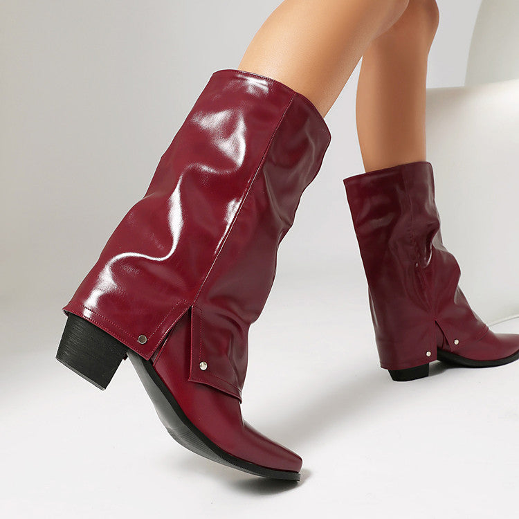 Rosalie Ferrand | Slouchy Knee-High Chunky Heel Boots For Women