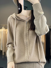 Emilie Cadieux | Hooded Zip-Up Cardigan Sweater For Women
