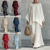 Serena Vauclaire | Linen-Look Batwing 2-Piece Wide-Leg Set For Women