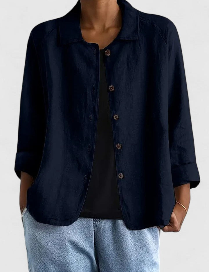 Théodora Wentbridge | Pink Linen-Blend Button-Front Shirt