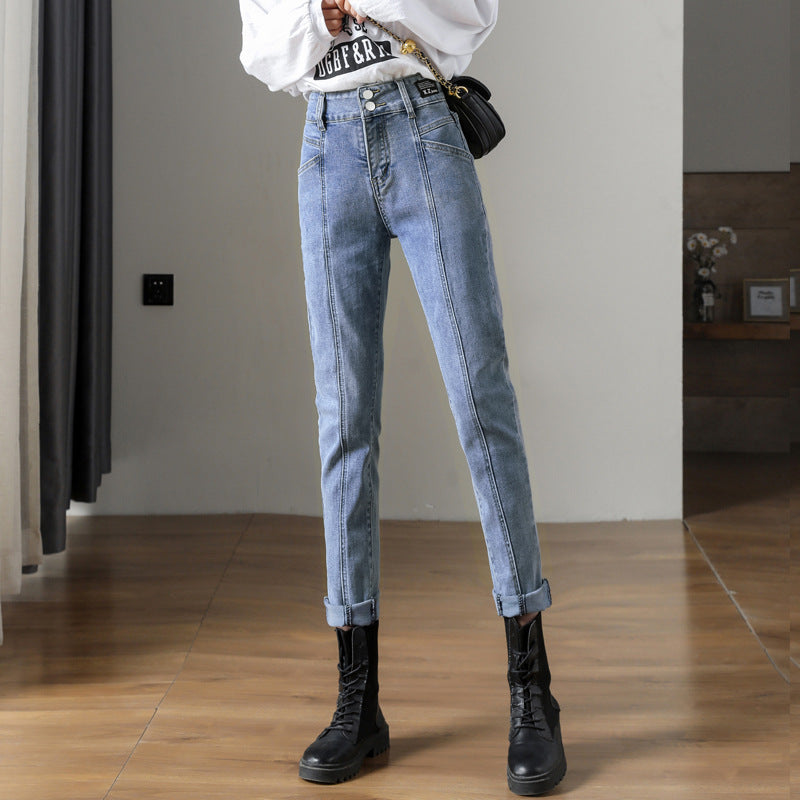 Odalys Ferrand | High-Waist Stretch Straight Jeans For Women