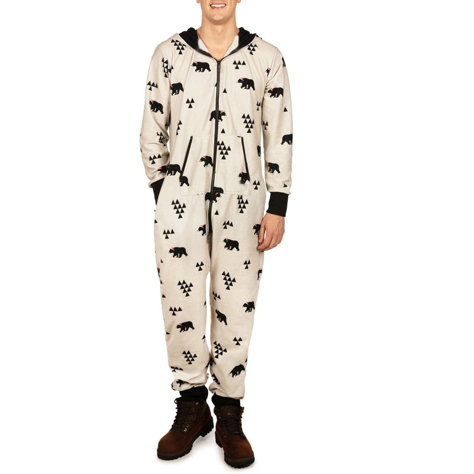 Joy | Black Candy Cane Christmas Pajamas Unisex & Couples
